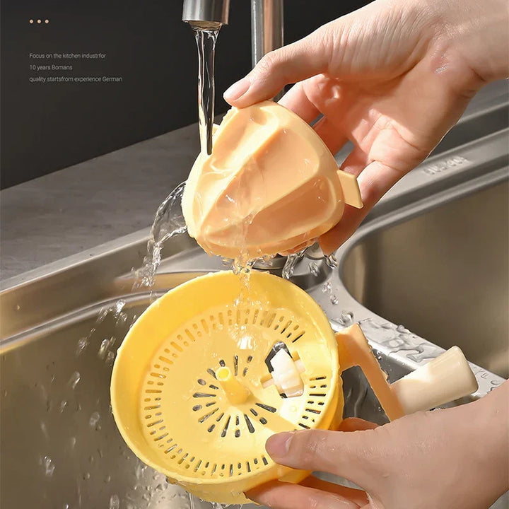 Presse-agrumes manuelle CitrusPressa | Récipient de 500 ml & filtre | Pour oranges, citrons & pamplemousses | Sans électricité