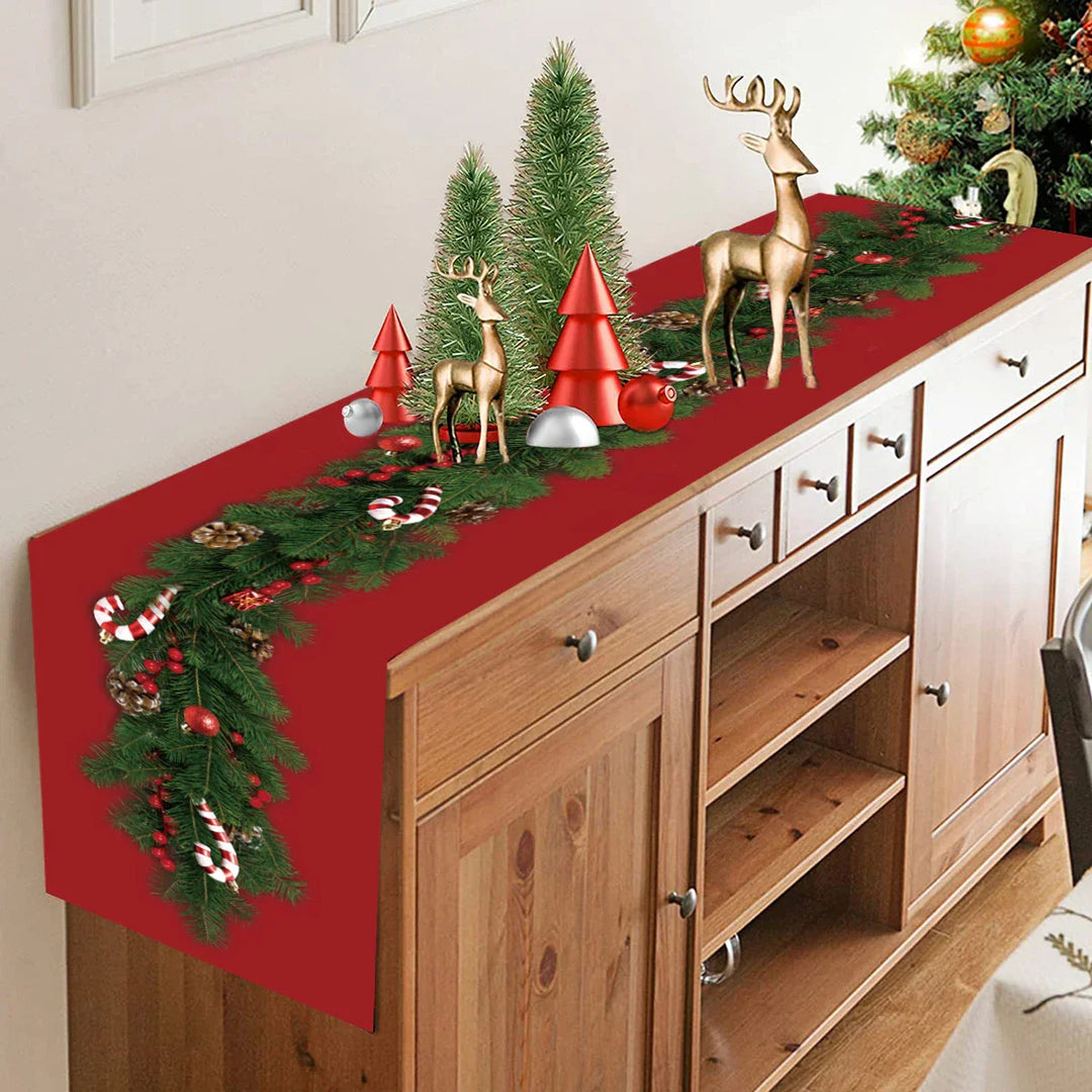 Nappe de Noël | 180×35 cm | Polyester | Décoration de table festive 2025