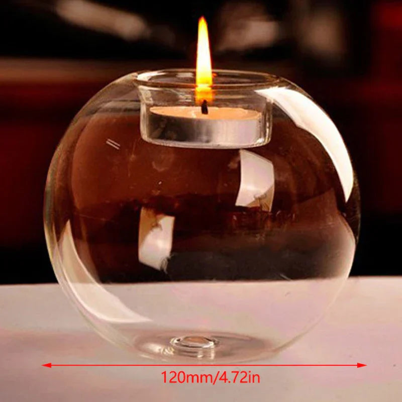 LichtGlas Bougeoir en Verre Rond | Design Transparent | Verre Décoratif Creux pour Salon & Mariage | 1 Pièce