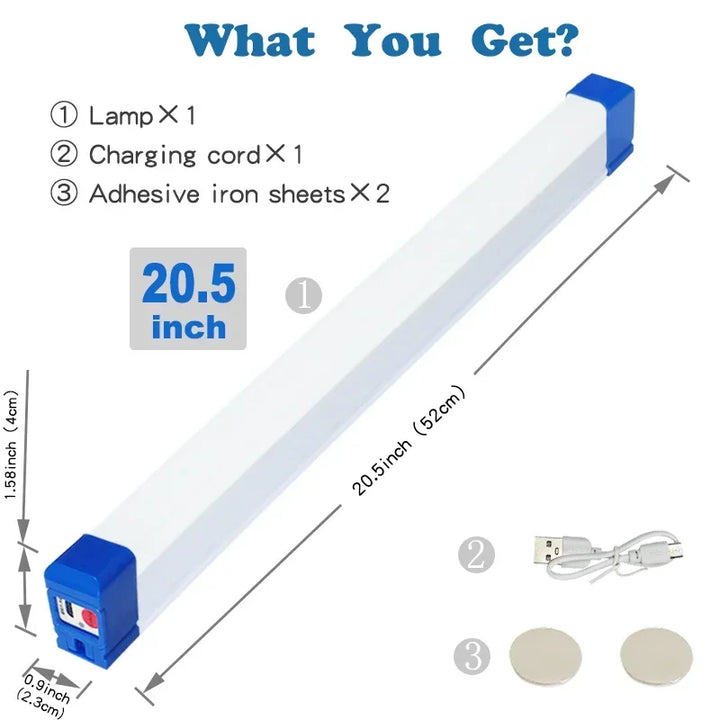 MagnaBeam LED Tube | Lampe de camping rechargeable avec magnet et crochet | 32/52 cm | Lampe d'urgence portable pour extérieur et véhicule