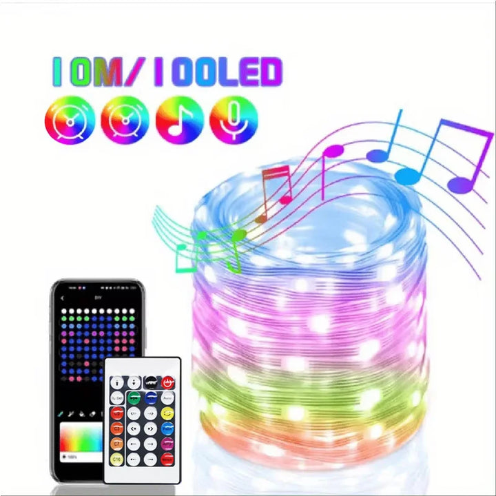 Guirlande LED intelligente LumiSync WS2812B | Contrôle Bluetooth & App | Changement de couleur RGBIC | USB & Étanche | 5m / 10m / 20m