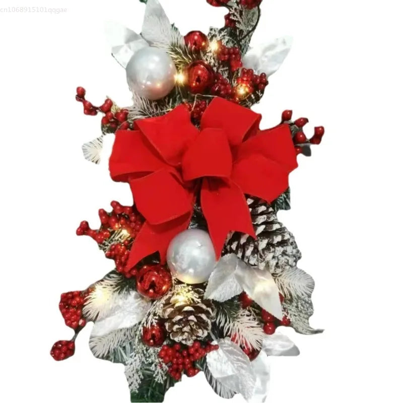 Guirlande de Noël LumiPine | Avec éclairage LED | Guirlande en sapin rustique pour escalier, porte et mur | 45×20 cm