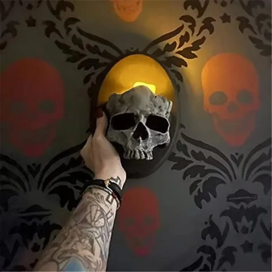 Bougeoir mural SkullTorch | Design crâne | Décor gothique et Halloween