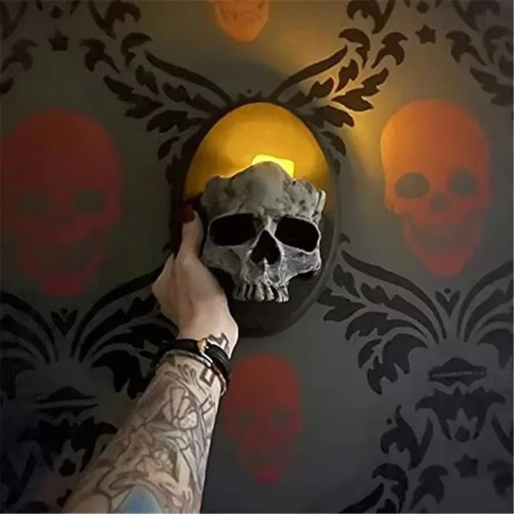 Bougeoir mural SkullTorch | Design crâne | Décor gothique et Halloween