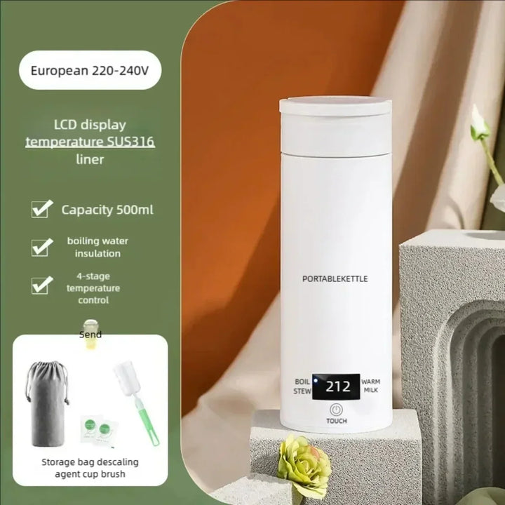 Bouilloire de voyage électrique | 500 ml | Mini théière avec LCD | Pour le thé et le café en déplacement