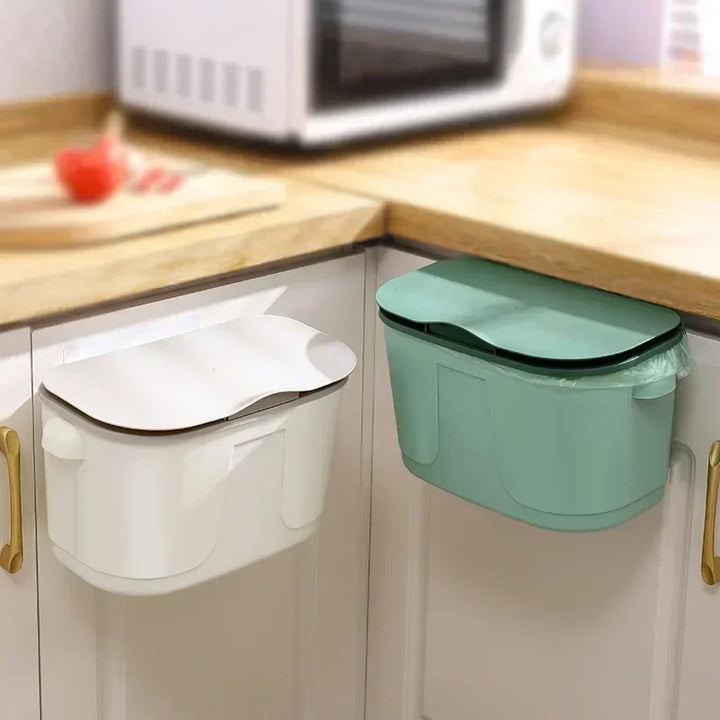 Poubelle murale Cleanvero | Avec couvercle | Suspendue et gain de place | Pour cuisine et salle de bain | Grand volume