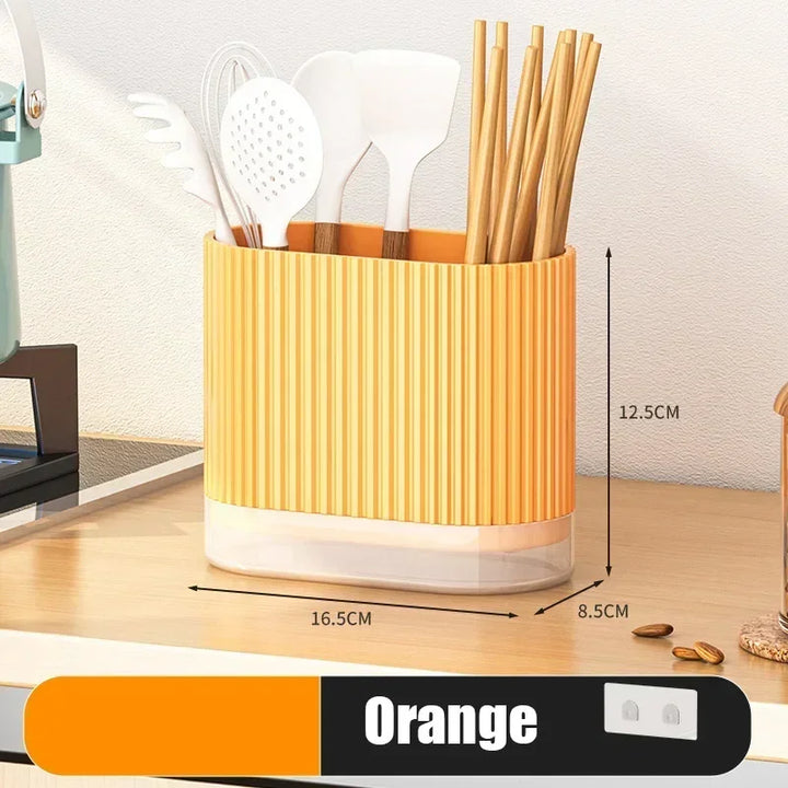 Support mural Ordina pour ustensiles de cuisine | Sans perçage | Boîte à cuillères et baguettes avec drainage | Organisateur compact en plastique