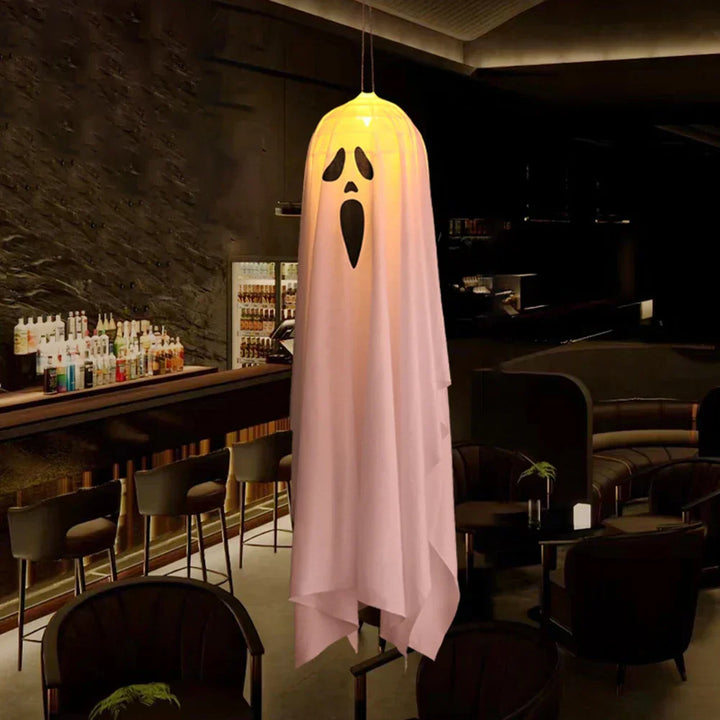 GhostlyGlow | Lampe LED Fantôme Suspendue | Décoration d'Halloween pour Intérieur & Extérieur | Certifié CE