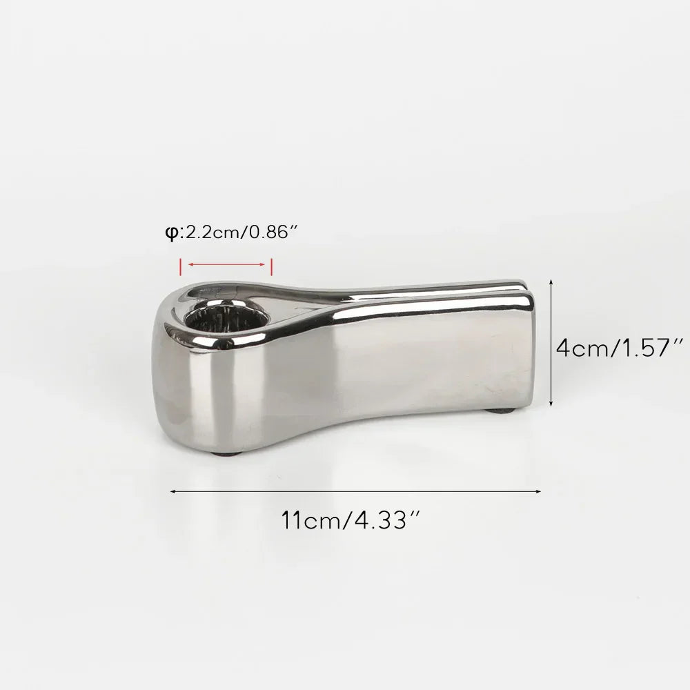 LUXORA Porte-bougie | Forme cylindrique | Argenté | Décoration moderne en céramique