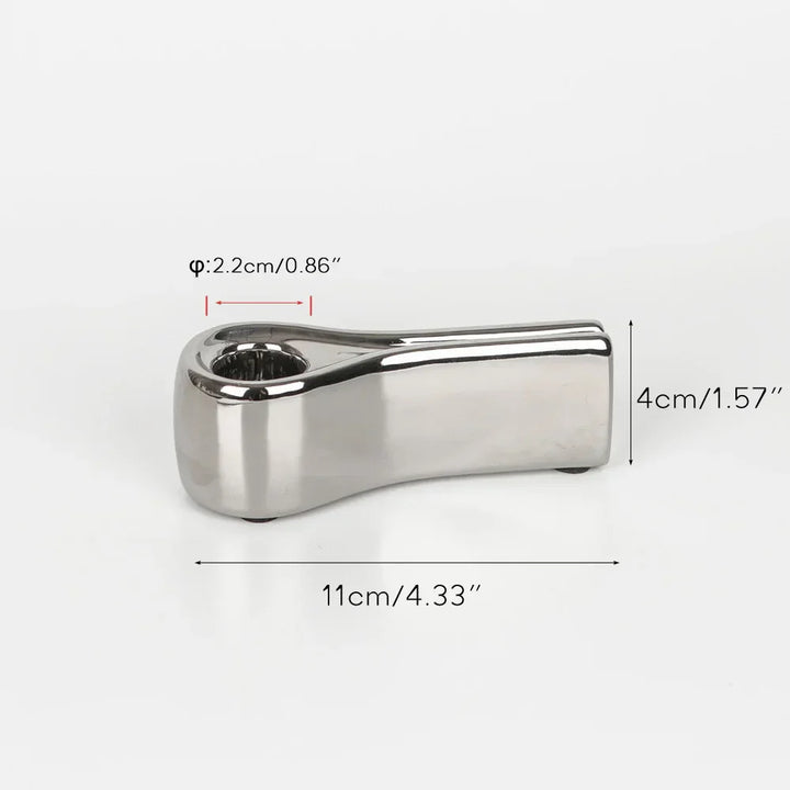 LUXORA Porte-bougie | Forme cylindrique | Argenté | Décoration moderne en céramique