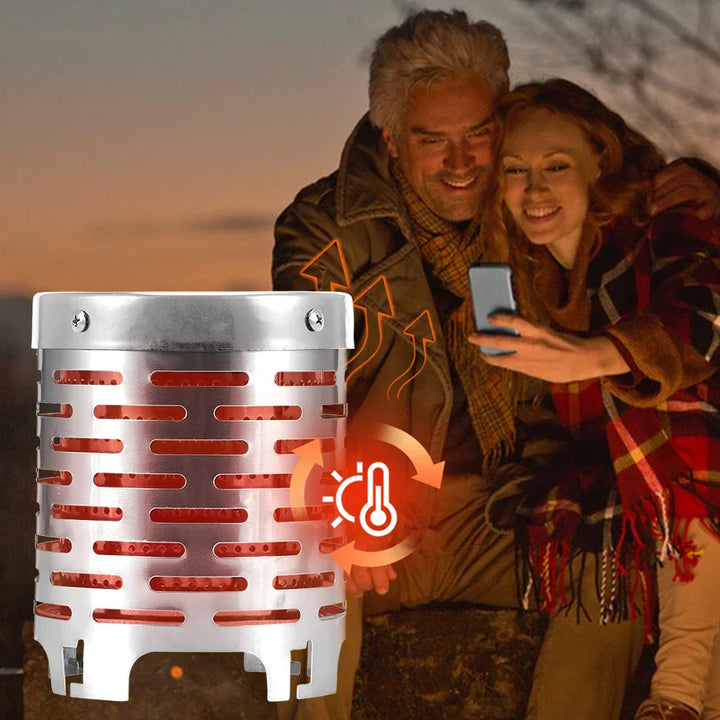 ThermaCamp Réchaud de Camping en Acier Inoxydable | Réchauffeur Portable pour Brûleurs à Gaz | Répartition Uniforme de la Chaleur | Avec Poignée & Crochets | Extérieur & Tente