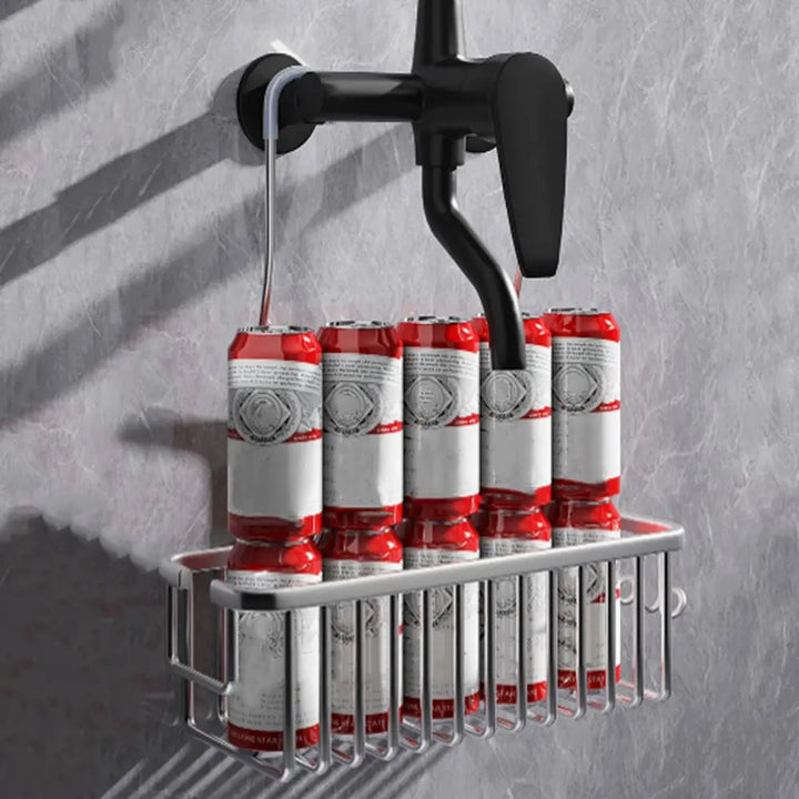 DuschGlanz AeroRack Panier de Douche Suspendu en Aluminium | Étagère de Douche Inoxydable avec Crochets | Grande Capacité pour Shampooing & Accessoires de Bain