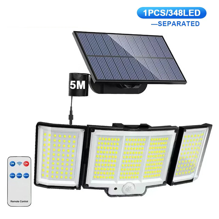 Lampe Solaire Murale LumoGuard 318LED | Détecteur de mouvement & 3 modes d'éclairage | Étanche IP65 pour jardin, terrasse & clôture