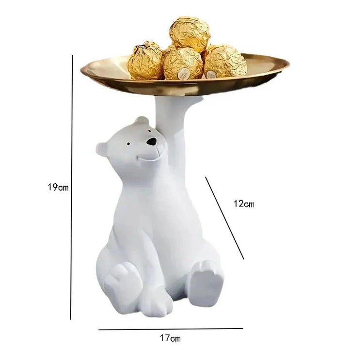 Figurine décorative ArctiBear | Ours polaire assis avec plateau | Porte-clés & porte-bijoux | Idée cadeau
