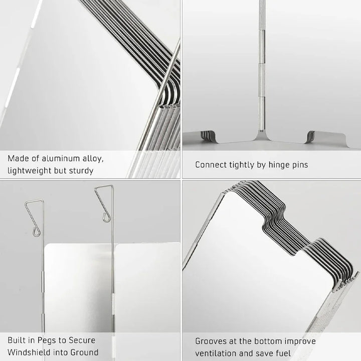 WindShieldX Protection contre le vent pour camping | Pliable & Ultra léger | Acier inoxydable | Pour réchauds à gaz & réchauds d'extérieur