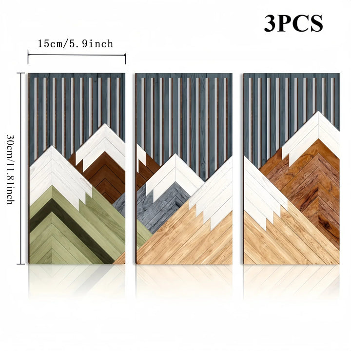 Set d'art mural LioraBoho | Set de 3 décorations murales en bois 40×20 cm | Design rustique de feuilles | Style Boho pour salon et chambre