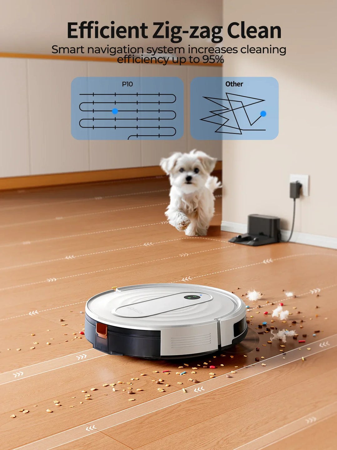 Cleanovo P10 Robot Aspirateur avec Fonction Laveuse | 4500Pa Puissance d'Aspiration | Contrôle par Application & Navigation Gyroscopique | Pour Tapis & Sols Durs