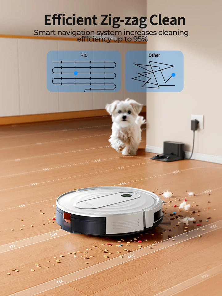 Cleanovo P10 Robot Aspirateur avec Fonction Laveuse | 4500Pa Puissance d'Aspiration | Contrôle par Application & Navigation Gyroscopique | Pour Tapis & Sols Durs