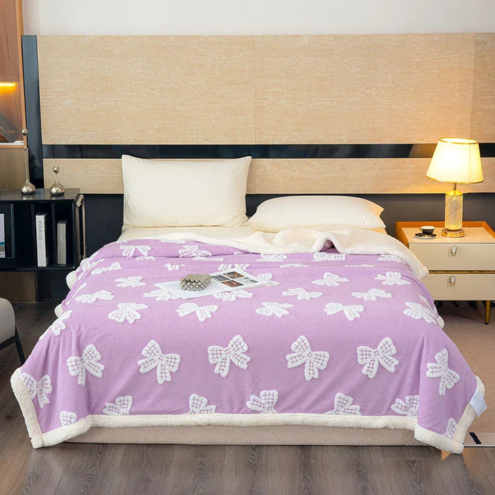 Couverture Jacquard Lambina | Épaisse & Douce | Laine d'Agneau Synthétique | Couverture de Canapé & de Lit | Chaleur d'Hiver en Qualité Premium
