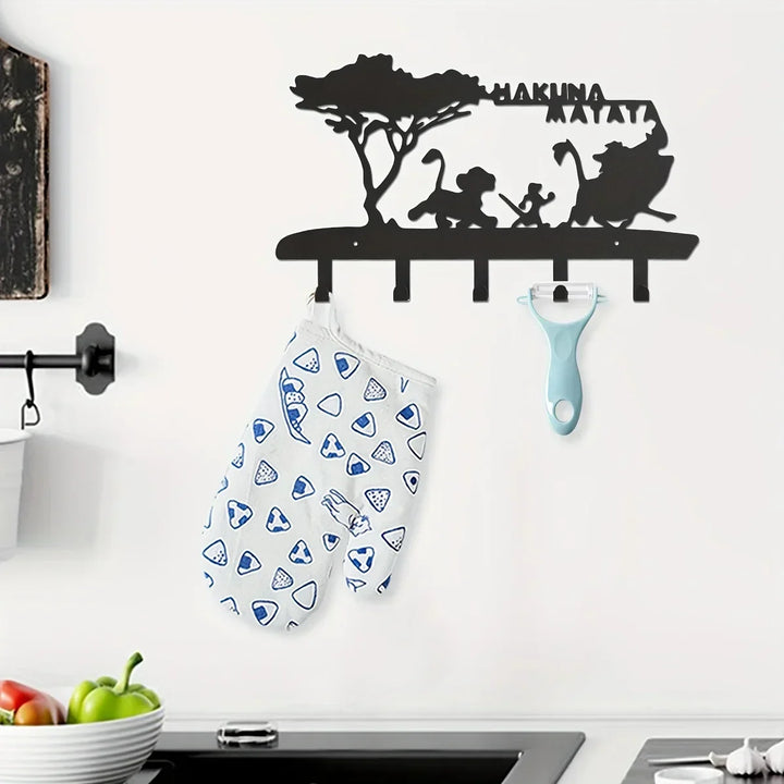 KeyLuma Porte-clés mural | Support de clés en métal avec 5 crochets | Crochet mural noir avec motif décoratif | Design robuste & Surface de haute qualité