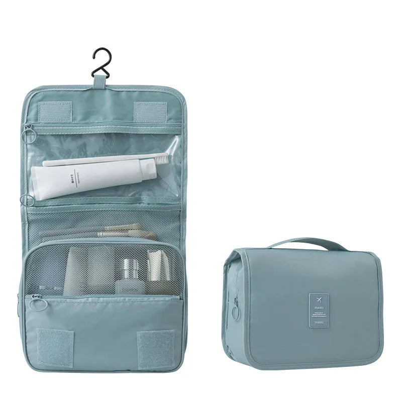 Trousse de toilette de voyage suspendue | 6 compartiments & compartiment pour articles humides | Compacte & polyvalente | Polyester déperlant