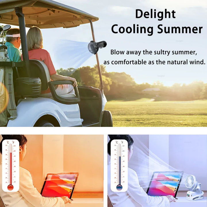 Mistello Ventilateur à spray portable avec clip | 4 vitesses & 360° rotatif | Mini ventilateur USB avec nébuliseur pour bureau, voiture & camping