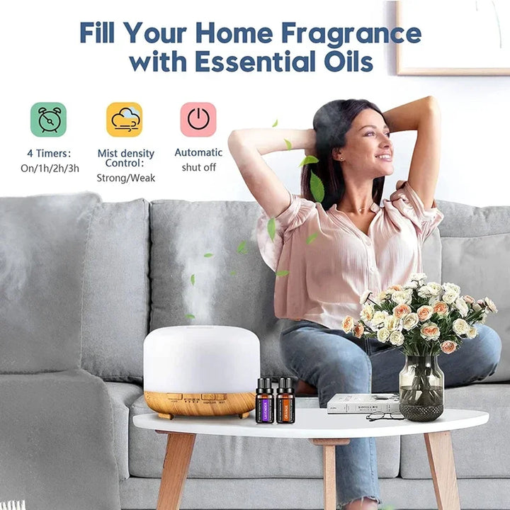 Diffuseur d'arôme Mini Aromora | 500 ml | Aspect bois | Ultrason & veilleuse LED | Fonctionnement USB