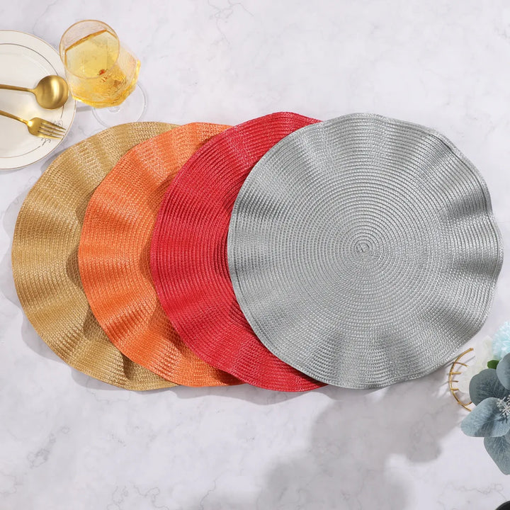 TAVOLIA Sets de 6 sous-assiettes | Rond Ø 36 cm | Design tressé | Lavable & Résistant à la chaleur | Bord froncé
