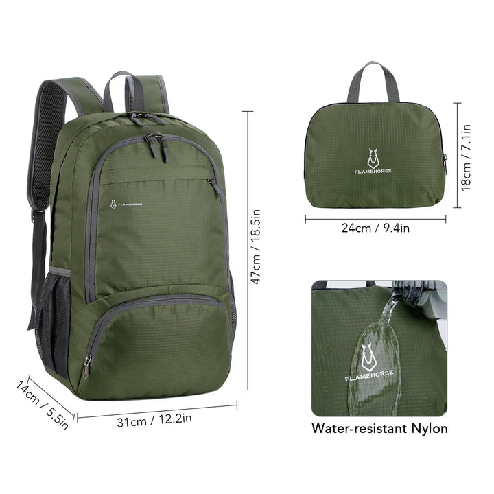 TrekVita Sac à Dos Pliable | Ultra Léger & Imperméable | 31×14×47 cm | Sac à Dos de Plein Air & de Voyage pour Femmes & Hommes