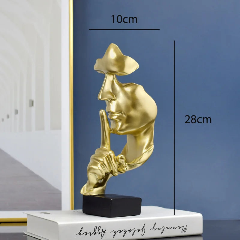 SilentMind Sculpture | Le Silence est d'Or Figurine | Art Abstrait | Résine 28 cm