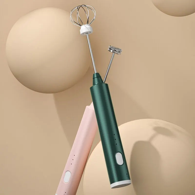 FROTHORIA Mousseur à lait électrique & Mixeur | Rechargeable | 3 Vitesses | 2 Accessoires