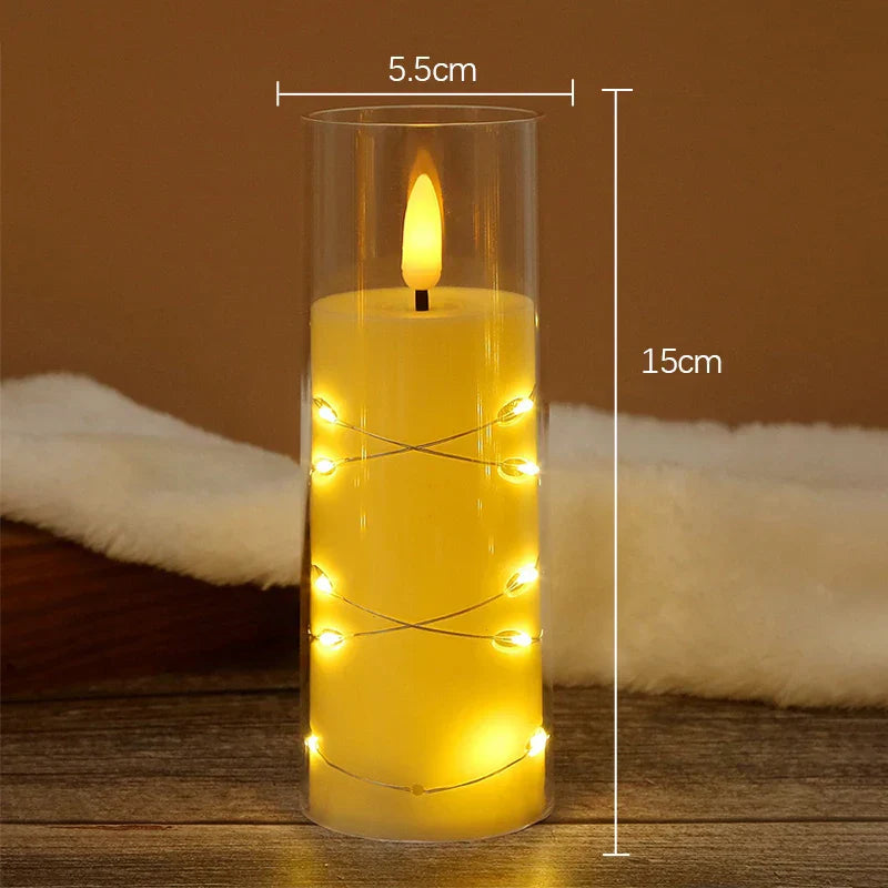 LumiFlame Bougie LED | Lumières en fil de cuivre | Effet cire véritable | 10 / 12,5 / 15 cm | Fonctionne sur piles