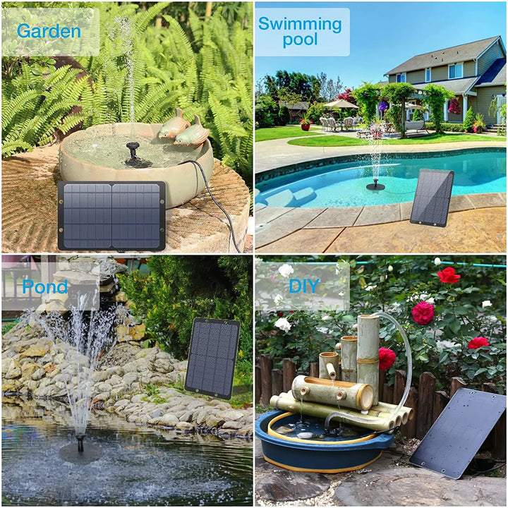 Fontaine solaire AquaViva 9W | Kit DIY avec buses et tuyau d'eau | Pour bain d'oiseaux, étang et jardin | Débit de 180 L/h