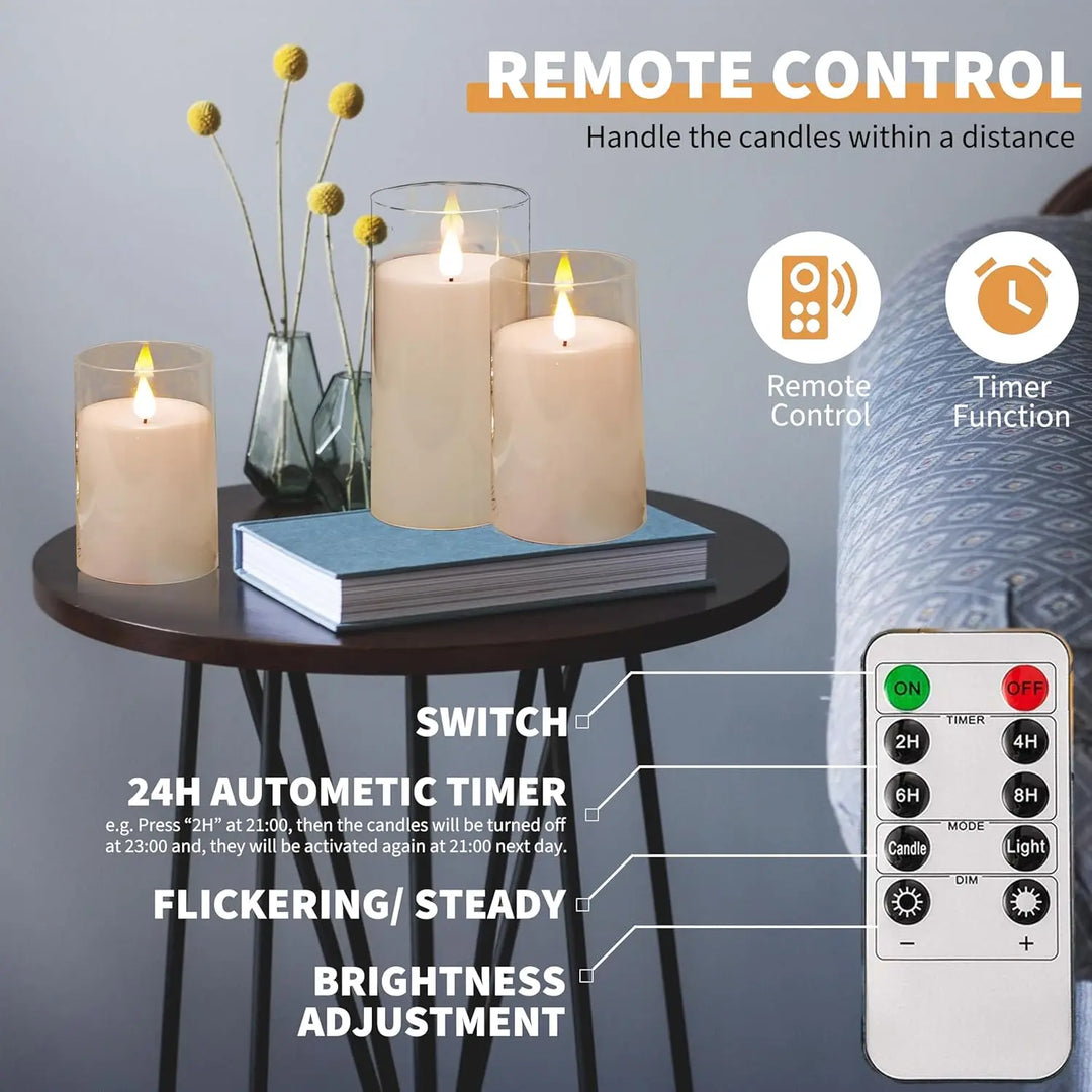 Set de bougies LED Flamara | 3 pièces | Effet cire véritable & lumière vacillante | Avec télécommande