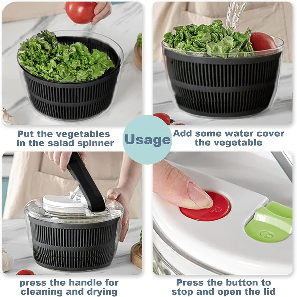 SpinFresh Essoreuse à salade 3L avec couvercle | Utilisation d'une seule main & Base antidérapante | Laveuse & sécheuse à salade pour légumes & fruits | Sans BPA & Pratique