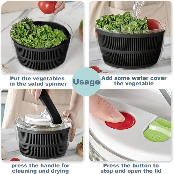 SpinFresh Essoreuse à salade 3L avec couvercle | Utilisation d'une seule main & Base antidérapante | Laveuse & sécheuse à salade pour légumes & fruits | Sans BPA & Pratique