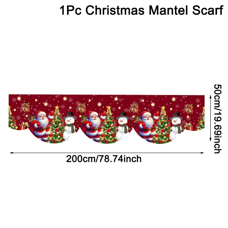 MerryMantel Écharpe de Cheminée Noël | Design Père Noël & Bonhomme de Neige | Décoration pour Cheminée & Salon | 100 % Polyester | Édition 2025–2026
