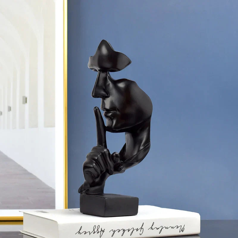 SilentMind Sculpture | Le Silence est d'Or Figurine | Art Abstrait | Résine 28 cm