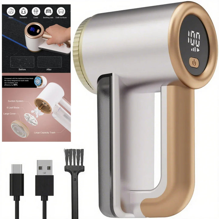 Texora Épilateur de peluches | Rechargeable | 3 Vitesses | Affichage LED | Batterie 2000 mAh