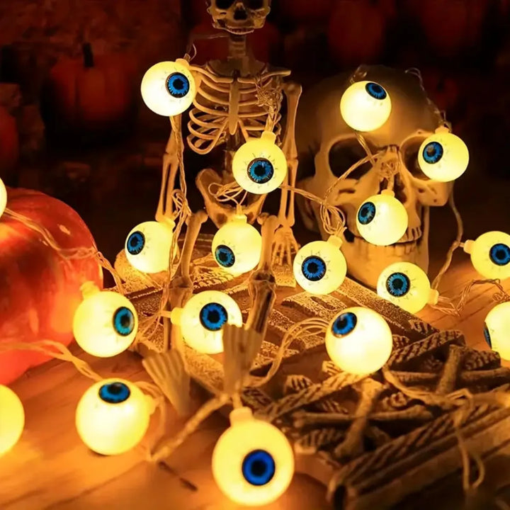 Guirlande LED Halloween CreepyEyes | 20 LED Globes Oculaires | Pour Maison, Jardin & Fête
