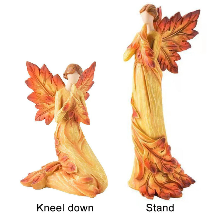 AUTUMNIA Ange en Feuille d'Érable | Figurine en Résine | Décoration Angélique Automnale | 10–15 cm | Pour la Maison & le Jardin
