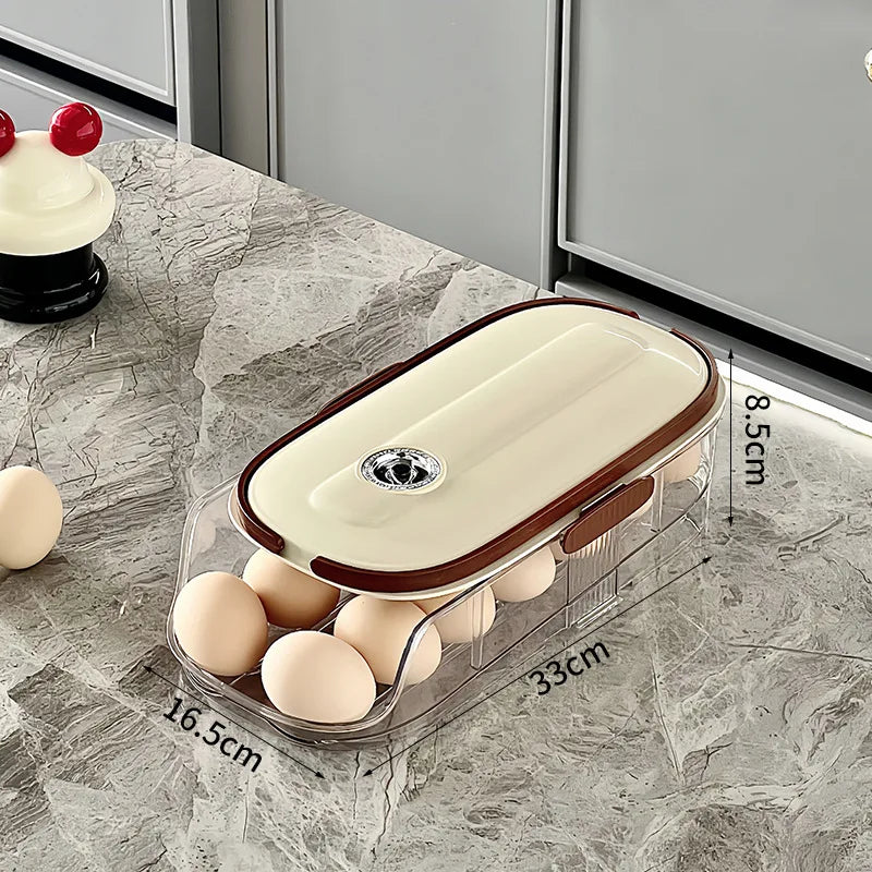 RollEgg Max | Support à œufs automatique pour réfrigérateur | Organisateur à œufs empilable en plastique transparent