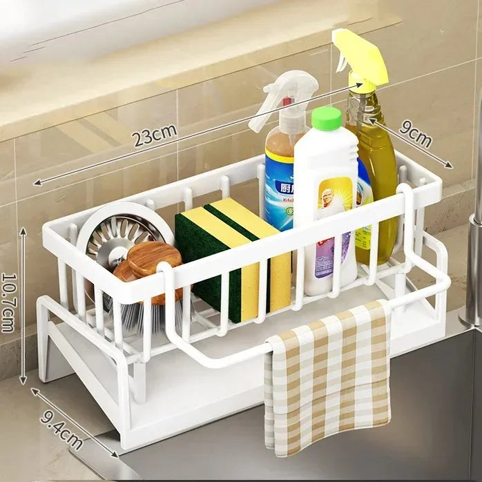 Küchensoft Support pour Éponge de Cuisine | Étagère Multifonctionnelle pour Égoutter | Pour Évier, Chiffons & Liquide Vaisselle | Organisateur Étagère