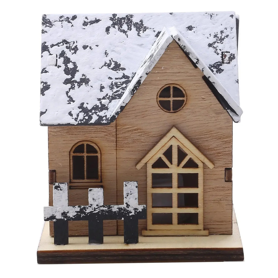 Maison en bois LED WinterLicht | Mini village de Noël | Décoration en bois lumineuse | 8×7×9,5 cm