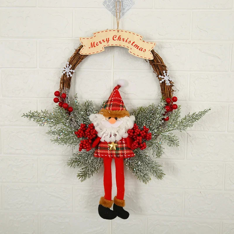 Aurellia | Couronne de Noël Premium | Rouge-Or | Ø 30 cm | Décoration de porte et murale faite à la main | Feuillage artificiel pour intérieur et extérieur