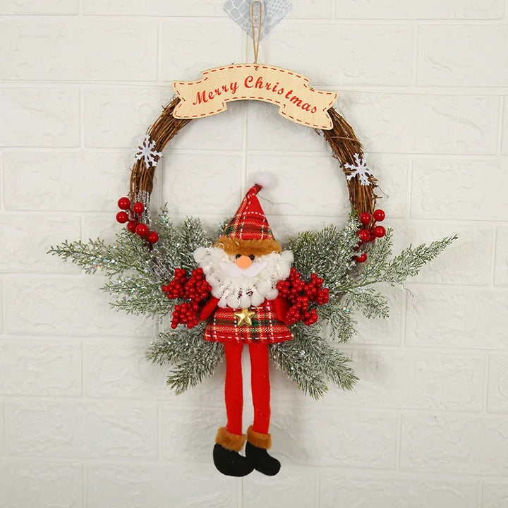Aurellia | Couronne de Noël Premium | Rouge-Or | Ø 30 cm | Décoration de porte et murale faite à la main | Feuillage artificiel pour intérieur et extérieur