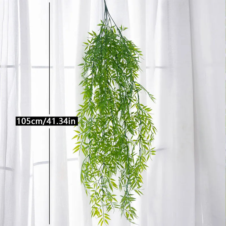Plante suspendue artificielle | Feuilles de bambou et de saule tropicales | 80–105 cm | Décoration murale et de jardin