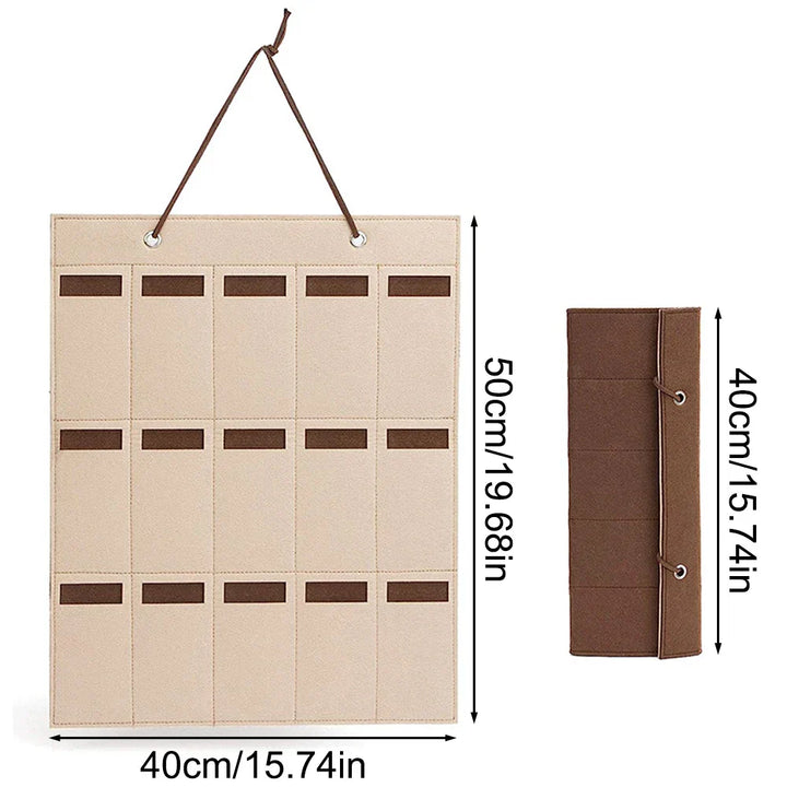 Organisateur GlasSpace | Support à lunettes mural | Sac de rangement pliable pour lunettes de soleil | Gain de place & résistant à la poussière | 42 × 38 cm