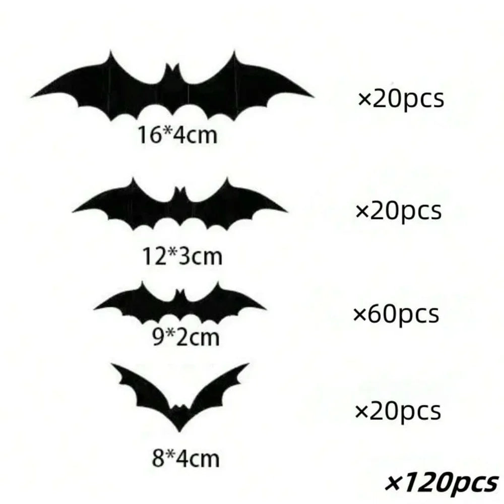 Décoration Murale BatStorm | 60 pièces de Chauves-souris 3D | Imperméable & Réutilisable | Décor Halloween