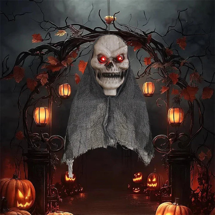 Halloween Deko GhostlyGlow | Fantôme suspendu avec crâne lumineux | Pour jardin, fête & maison